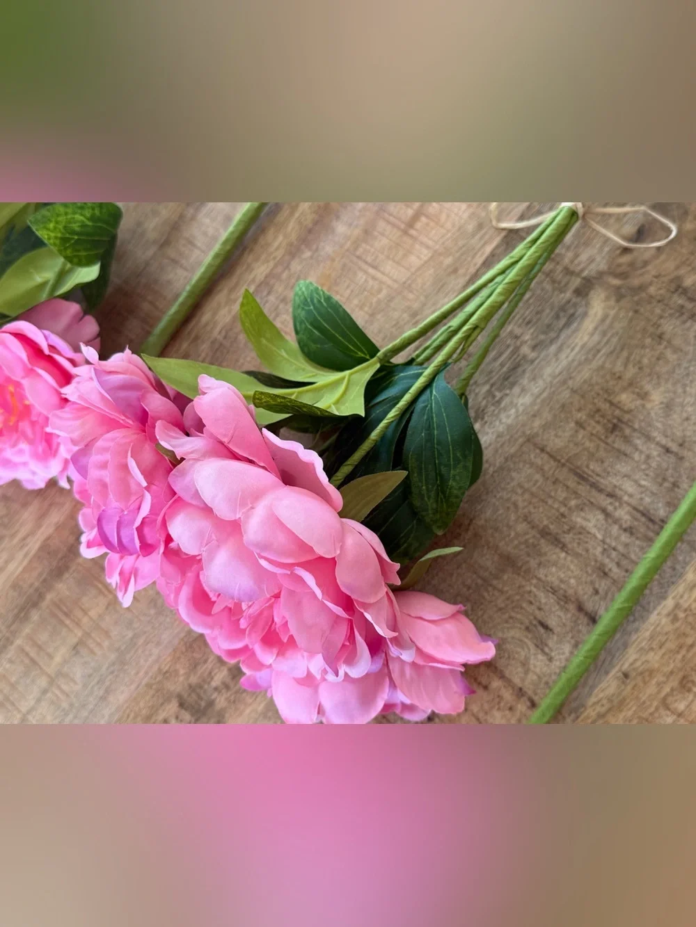 Beautiful Kirkton House Pink Faux Peony Flowers 22” Artificial Floral Stems